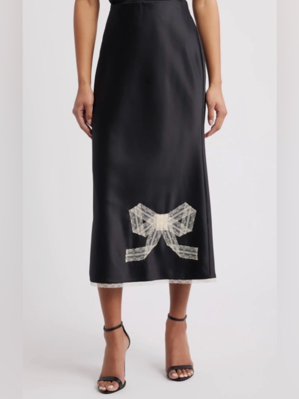 Love Shack Fancy — Vallis Bow Lace Trim Flared Skirt